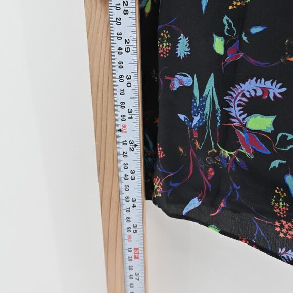 TANYA TAYLOR Dress Size 0 Clarisse Mini Black Floral Silk High Neck‎ Long Sleeve - Picture 12 of 15